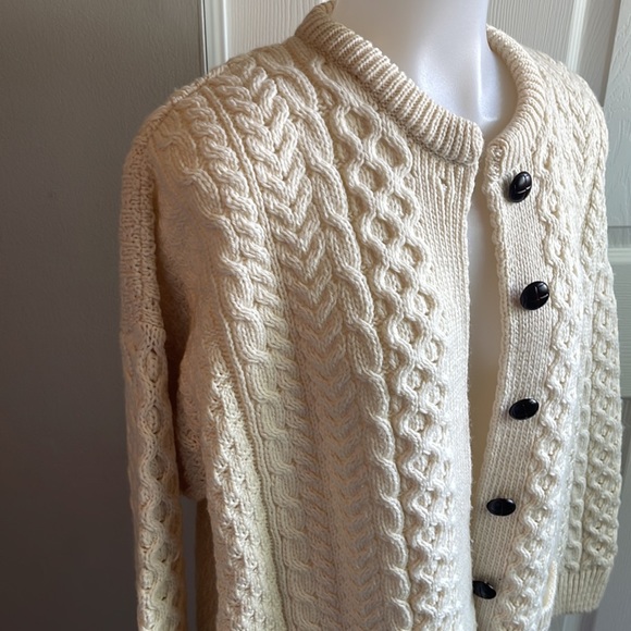 EUC Carraig donn cream wool button up sweater size L - Picture 4 of 13